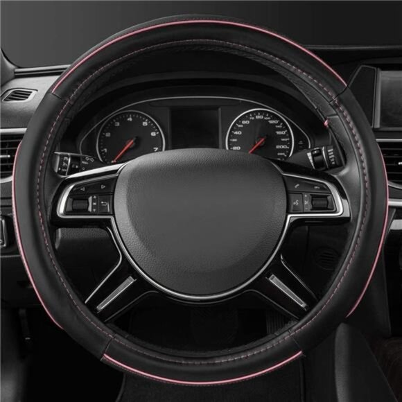 Colour Piping Leather Universal Fit Steering Wheel Cover, fit for 14.5-15 inches - Picture 4 of 7